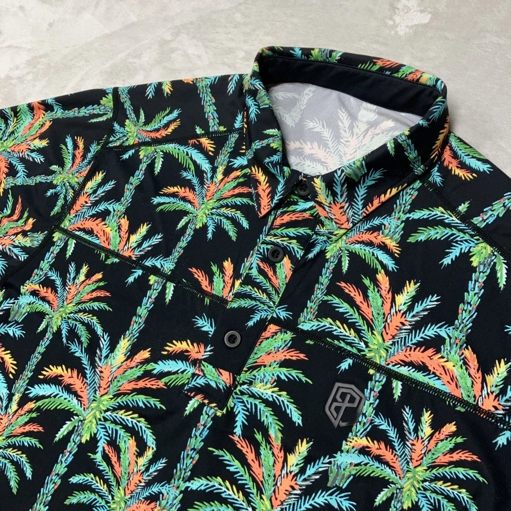 Born Primitive Polo Shirt Palm Tree Print Performance Athletic Mens Size M